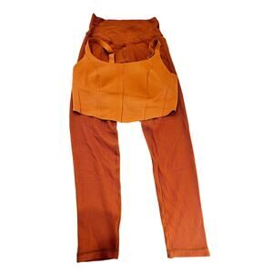 Offline by Aerie Set M Waffle Leggings Longline Bra Rust Gym Yoga